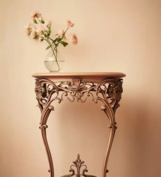 rococo-style-wood-console-table-with-rose-vase